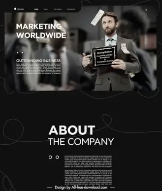 marketing worldwide website template modern elegant dark realistic design 