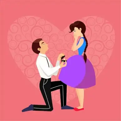 marriage engagement drawing design with romantic couple