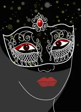 mask background woman face sketch bokeh black decor