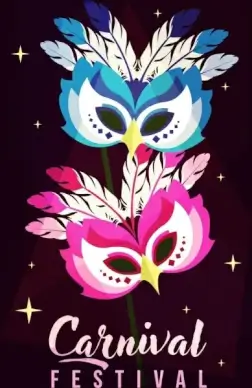 mask carnival banner sparkling classical design owl icon