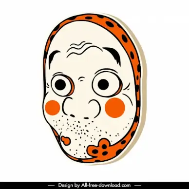mask japan icon funny flat handdrawn outline 