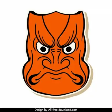 mask japan icon symmetric handdrawn emotional face sketch 