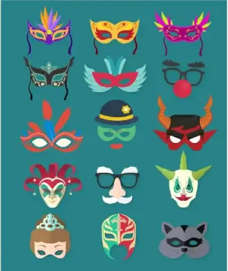 masquerade masks collection in various colors styles