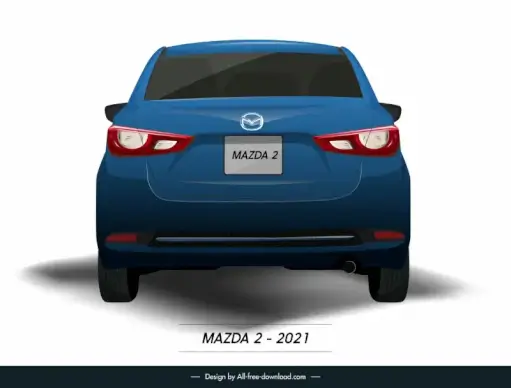 mazda 2 2021 car model advertising template elegant symmetric modern rear view sketch
