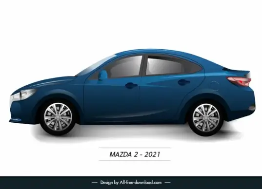 mazda 2 2021 car model advertising template modern flat side view design
