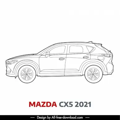 mazda cx5 2021 car model icon flat handdrawn side view outline  