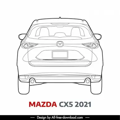 mazda cx5 2021 car model icon flat symmetric black white back view outline  