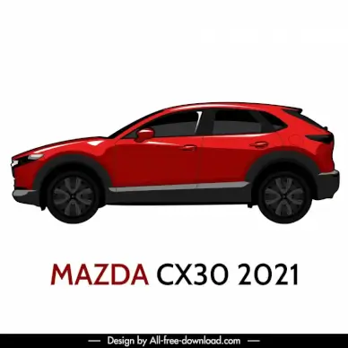 mazda cx 30 2021 car model icon flat side view modern design 