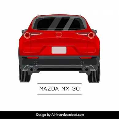 mazda mx 30 car model icon modern symmetric back view sketch