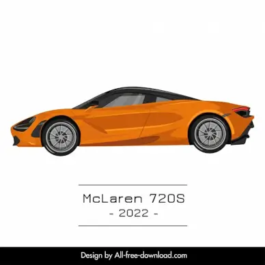mclaren 720s 2022 car model advertising template flat modern side view sketch