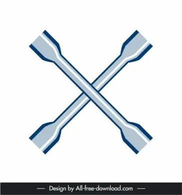 mechanical tools icons symmetric wrench tool outline 