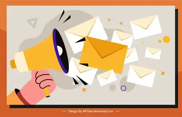 media banner template megaphone envelopes sketch