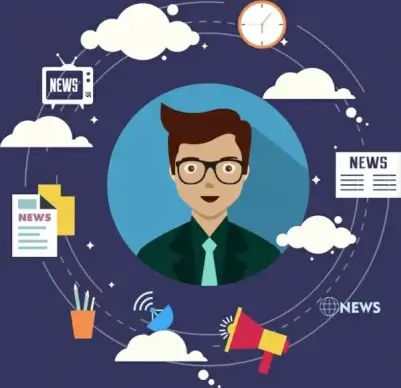 media design elements reporter con circle layout