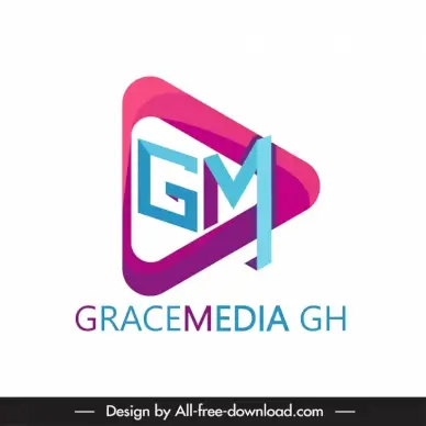 media logo template 3d texts geometric triangle shape
