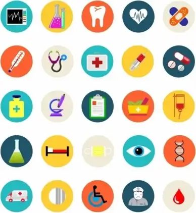 Medical and healthcare flat icons set