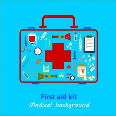 medical background design with colored first aid kit