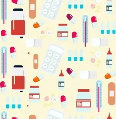 medical background flat colored icons decor repeating design