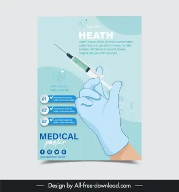 medical center poster template flat hand injection needle sketch