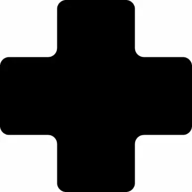 medical cross sign icon flat symmetric silhouette sketch