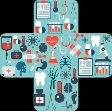 medical design elements cross bandage layout flat symbols