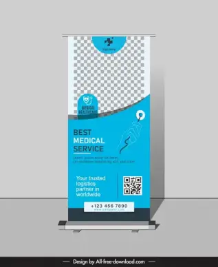 medical healthcare poster template elegant checkered standee 