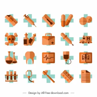 medical icon sets flat object symbols sketch