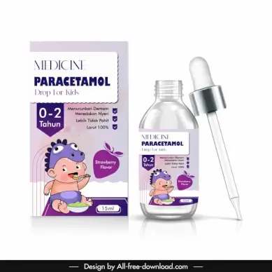 medicine for kid advertising template cute cartoon baby sketch 