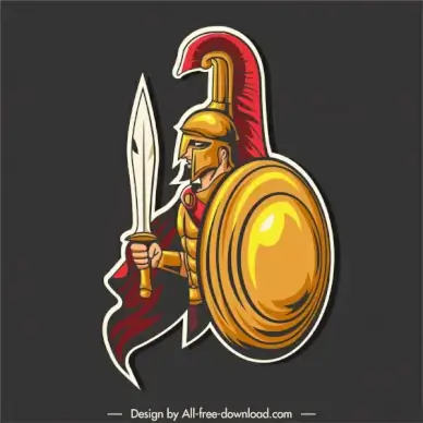medieval fighter icon spartan warrior sketch cartoon design