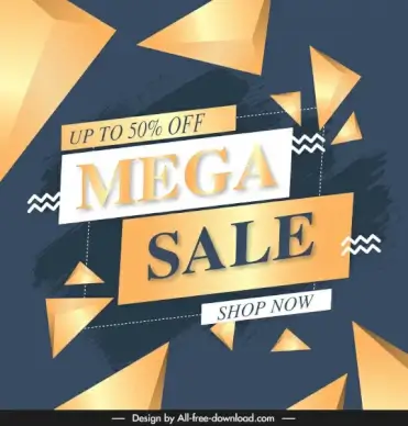 mega sale banner template modern dynamic geometric decor