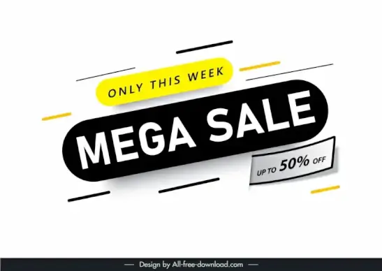 mega sale offer template elegant flat contrast