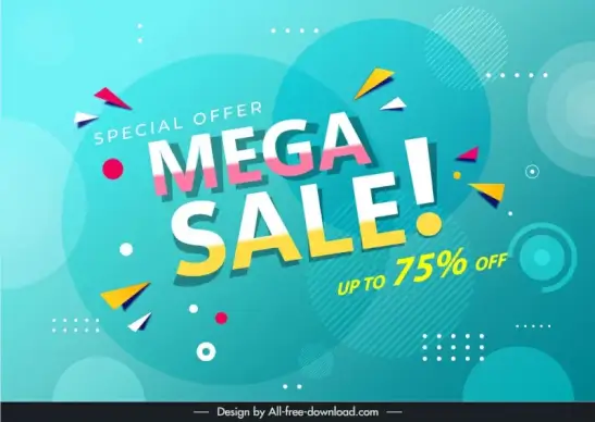 mega sale with special offer template dynamic texts circles