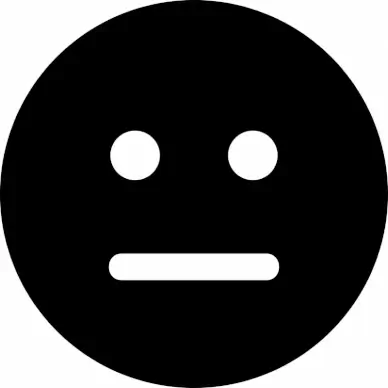 meh emotion icon flat black white contrast symmetric circle face outline