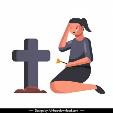 memorial cemetery icon cartoon sketch