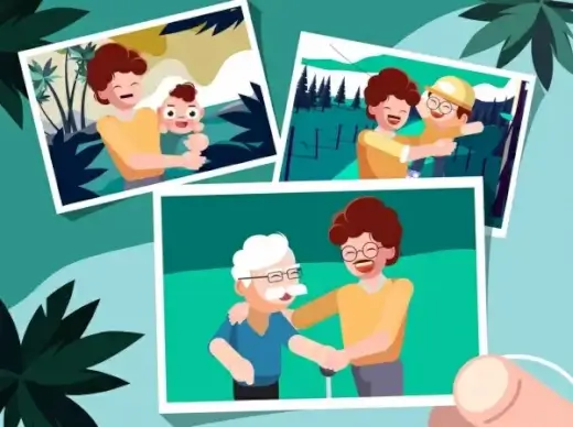 memory background family pictures icons cartoon characters