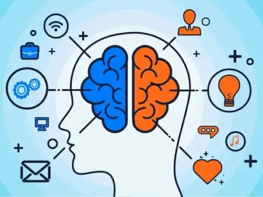 memory background head brain icons colored flat sketch