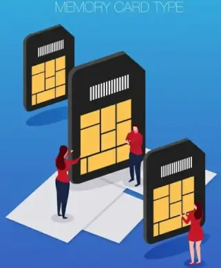 memory card advertising modern 3d design colored cartoon