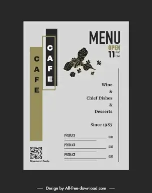 menu cover template elegant flat classic decor