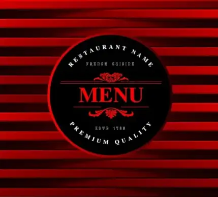 menu cover template red stripes round decoration