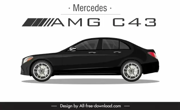 mercedes amg c43 2021 car model advertising template flat side view sketch modern design