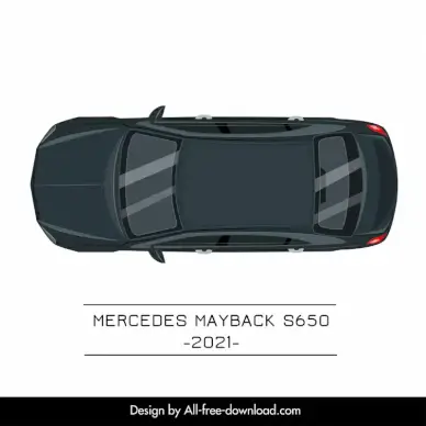 mercedes maybach s 650 2021 car advertising banner modern flat symmetric top view sketch