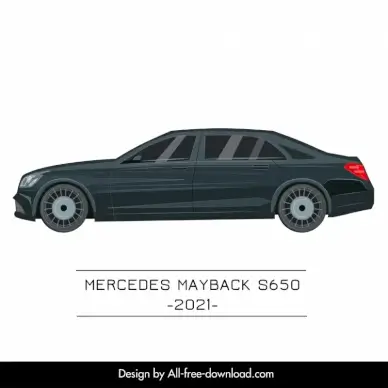 mercedes maybach s 650 2021 car model icon modern flat side view outline 