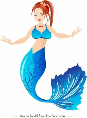 mermaid icon colorful cartoon character sketch