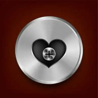 metal heart button