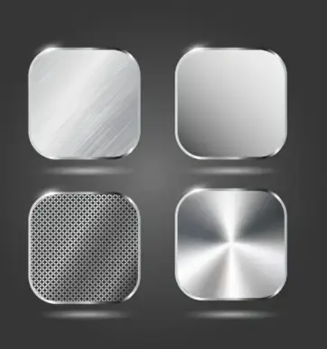 metal surface icons various shiny stainless material design