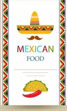 mexican food cover menu colorful traditional hat design