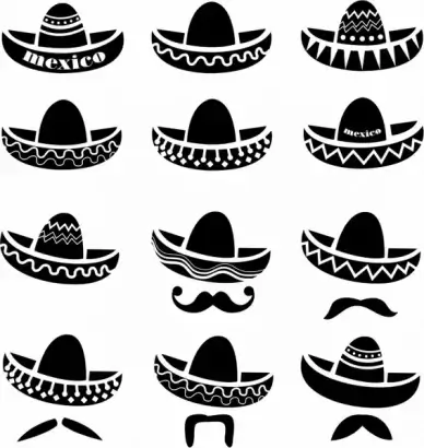 Mexican Sombrero hat with moustache
