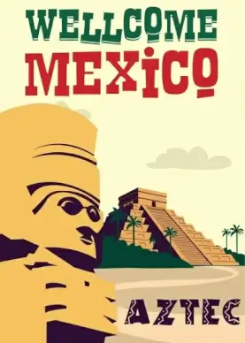 mexico advertising banner classical design antique tower icon
