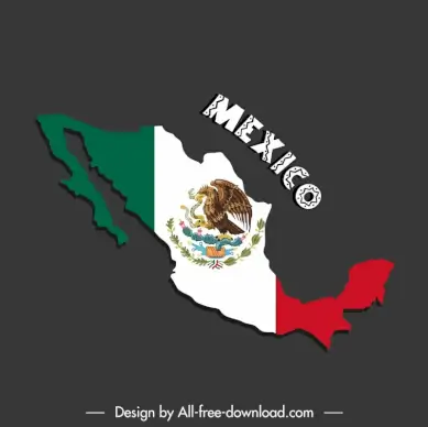 mexico advertising poster template flag map elements sketch