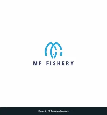 mf fishery text logo template bended lines outline 