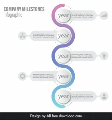milestones infographic template elegant curved line circles